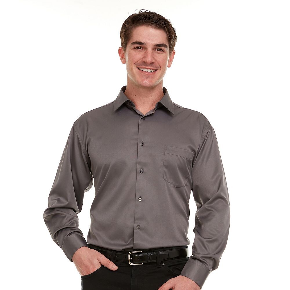 Мужская классическая рубашка из атласа стрейч Geoffrey Beene обычного кроя, цвет Steel Gray 
Мужская классическая рубашка из атласа стрейч Geoffrey Beene обычного кроя, цвет Steel Gray