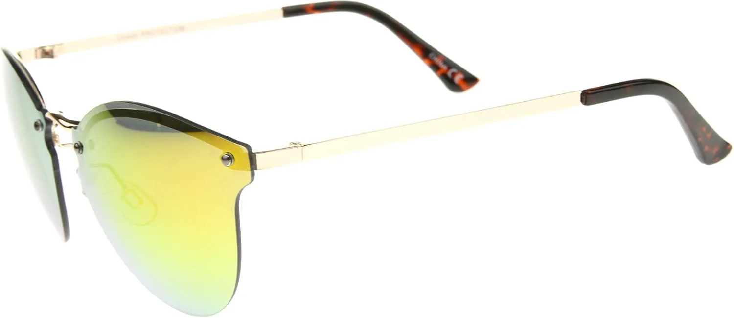 Женские модные солнцезащитные очки zeroUV с переливающимися линзами, без оправы, металлическими дужками и оправой «кошачий глаз», Gold-tortoise / Yellow-orange Mirror
Женские модные солнцезащитные очки zeroUV с переливающимися линзами, без оправы, металлическими дужками и оправой «кошачий глаз», Gold-tortoise / Yellow-orange Mirror
