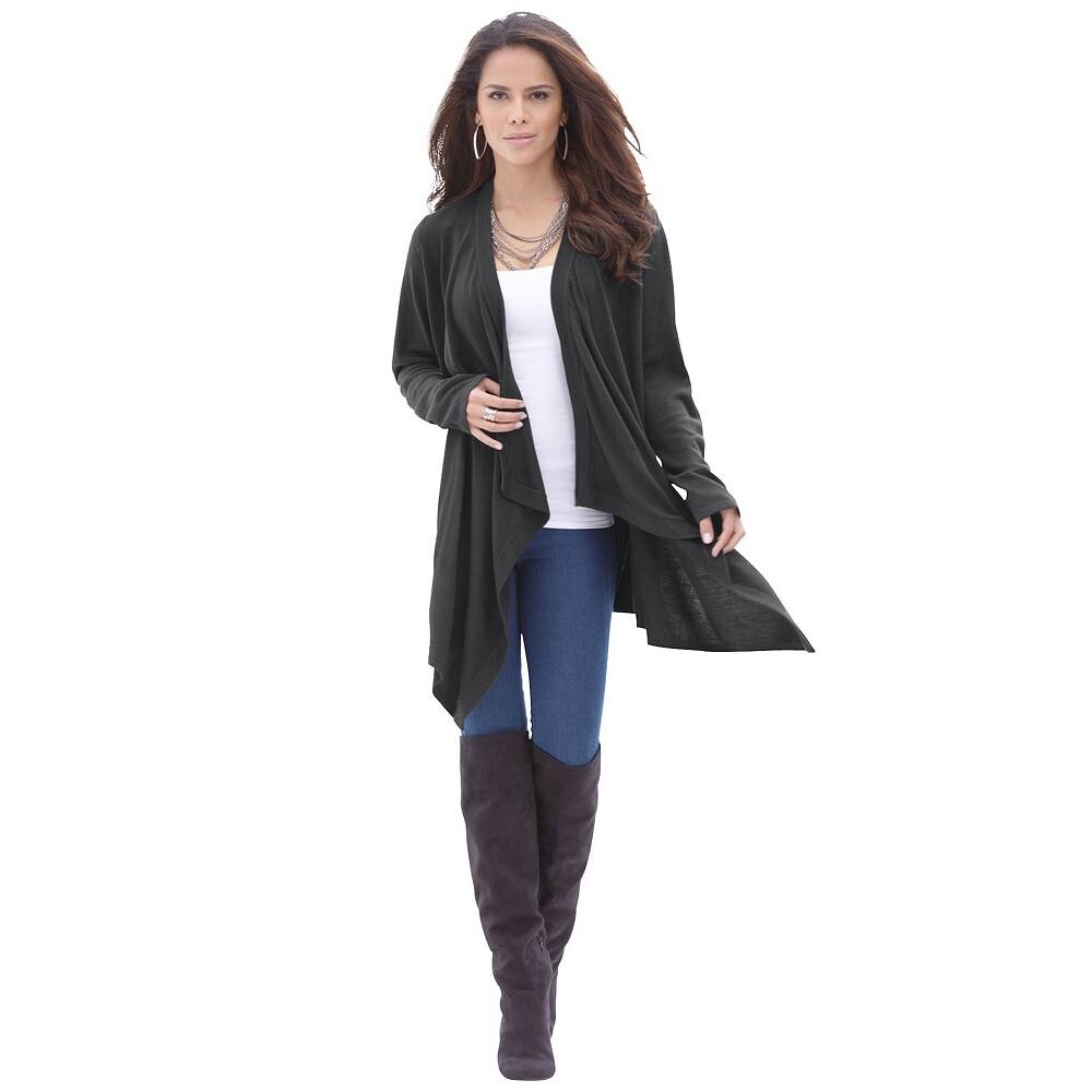 Женский кардиган больших размеров с платком и подолом Roaman's Plus Size, черный
Женский кардиган больших размеров с платком и подолом Roaman's Plus Size, черный