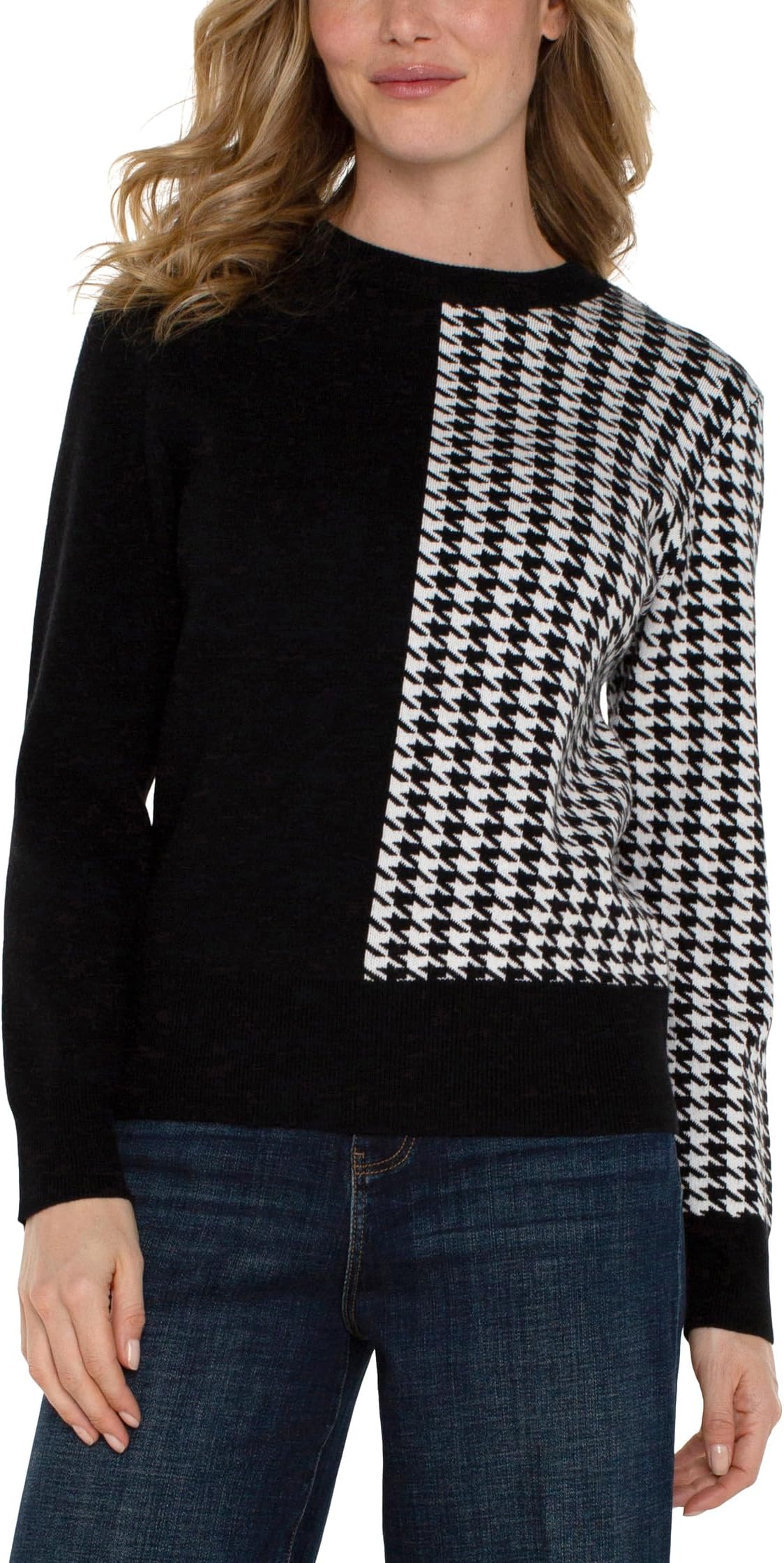 Свитер Liverpool Los Angeles Long Sleeve Crew Neck Blocked Jacquard Sweater, цвет Black White Houndstooth
Свитер Liverpool Los Angeles Long Sleeve Crew Neck Blocked Jacquard Sweater, цвет Black White Houndstooth