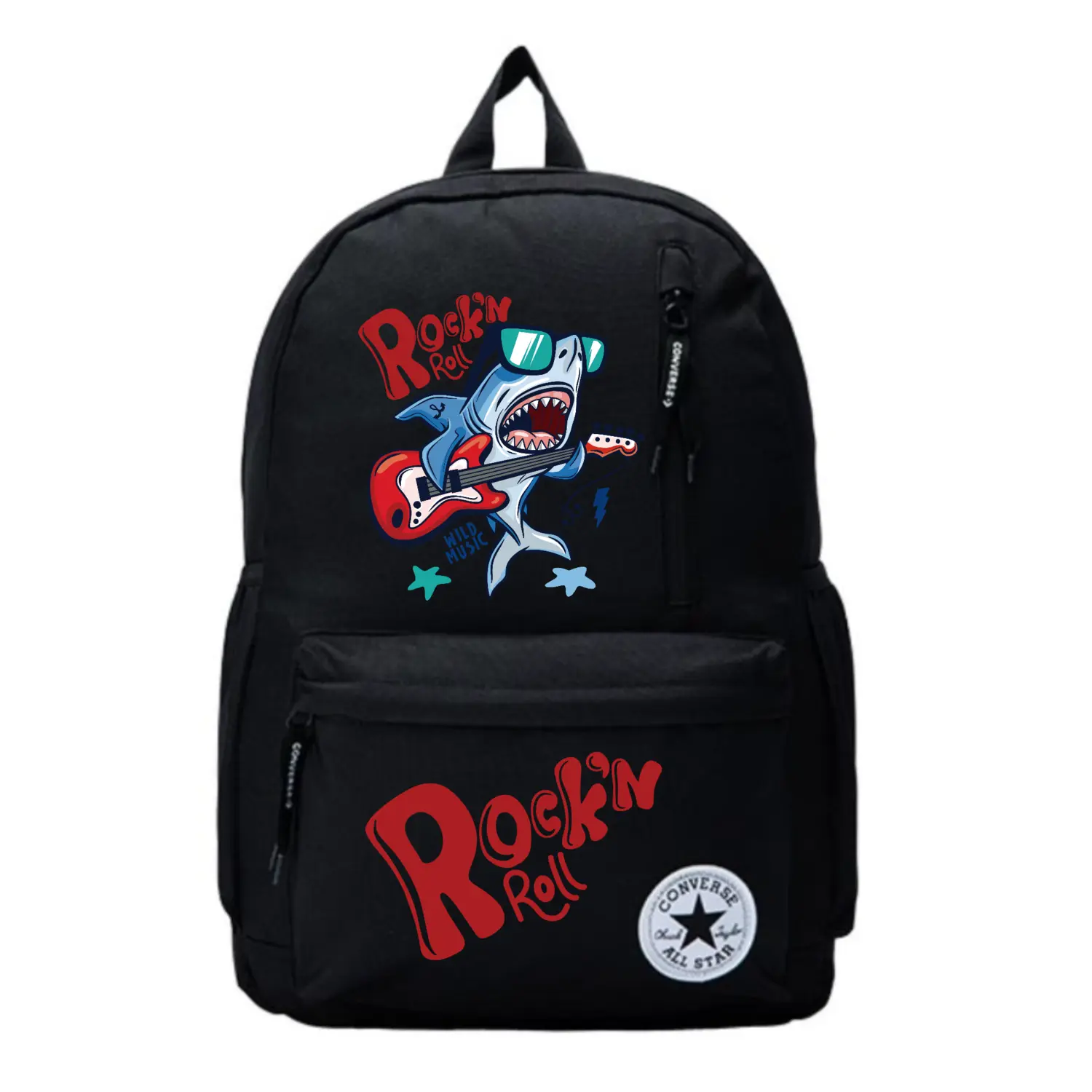 Converse Полиэстеровый рюкзак обычный унисекс черный, Rock Shark 
Converse Полиэстеровый рюкзак обычный унисекс черный, Rock Shark