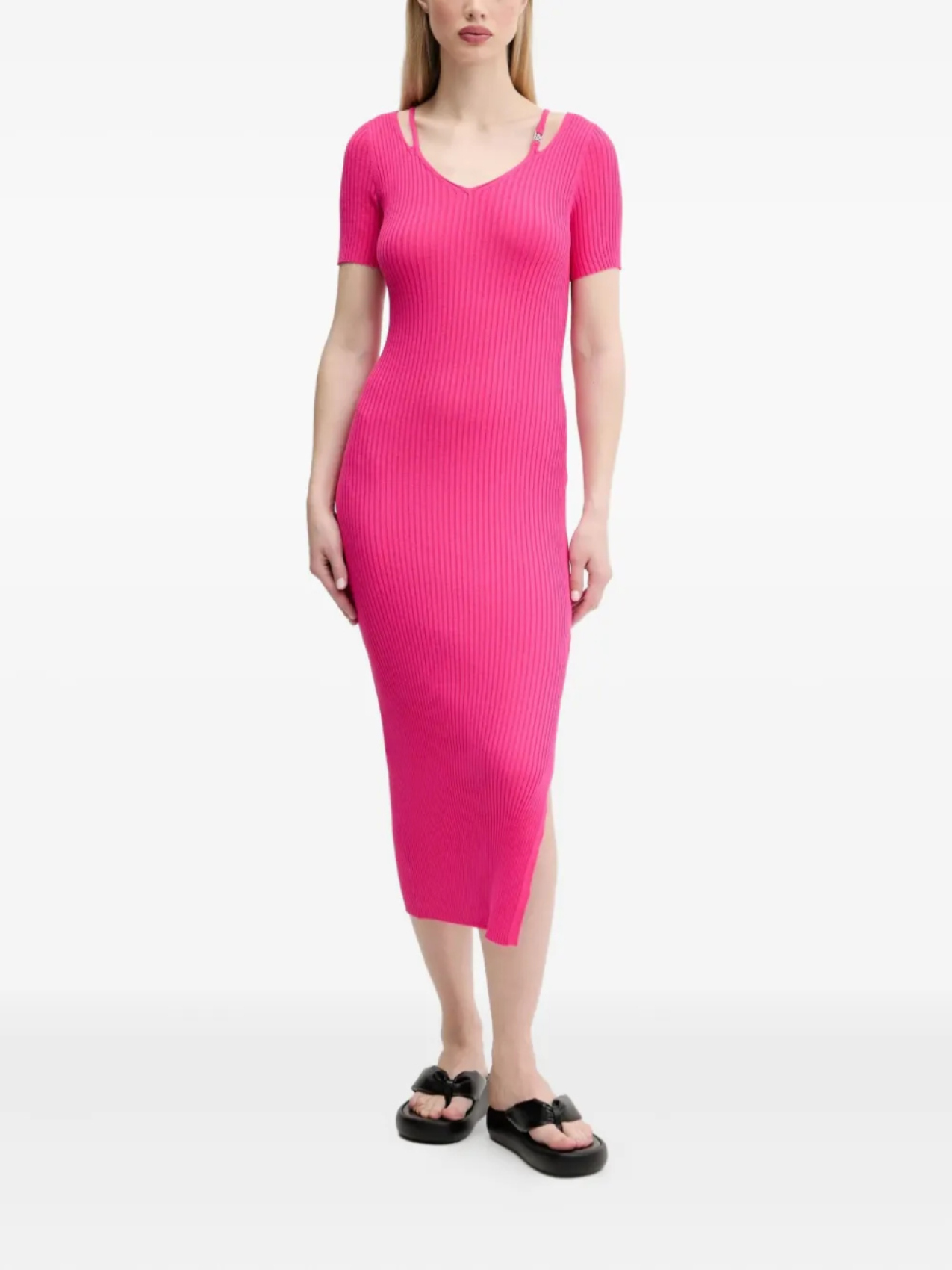 Платье миди HUGO из трикотажного полотна с V-образным вырезом, розовый
Платье миди HUGO из трикотажного полотна с V-образным вырезом, розовый