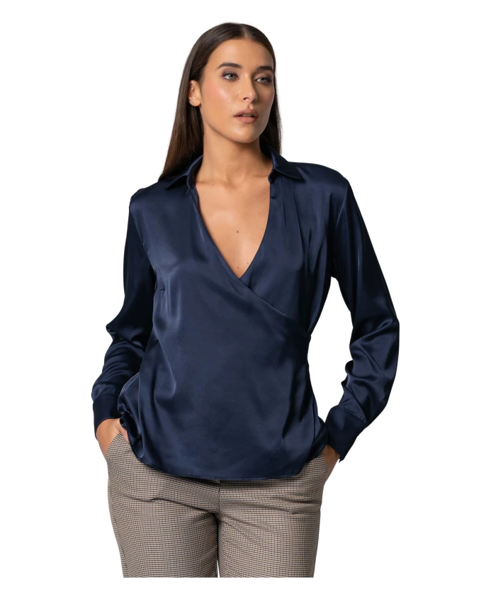 Мягко ниспадающая блузка с запахом Kocca, синий
Мягко ниспадающая блузка с запахом Kocca, синий