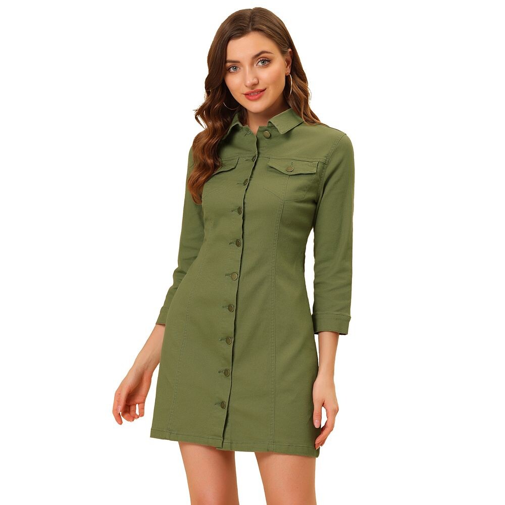 Женское джинсовое платье-рубашка узкого кроя с рукавами 3/4 на пуговицах ALLEGRA K, цвет Olive Green
Женское джинсовое платье-рубашка узкого кроя с рукавами 3/4 на пуговицах ALLEGRA K, цвет Olive Green