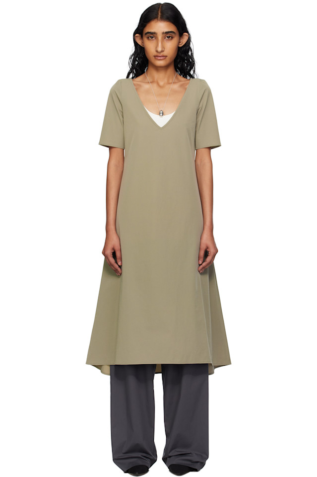 Нейлоновый спандекс миди-платье Bambou Roger Kwong, цвет chaki 
Нейлоновый спандекс миди-платье Bambou Roger Kwong, цвет chaki