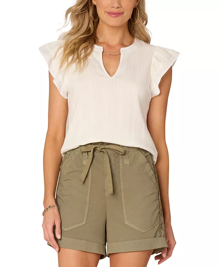 Женский топ с рукавами-крылышками из комбинированных материалов Democracy, белый
Женский топ с рукавами-крылышками из комбинированных материалов Democracy, белый