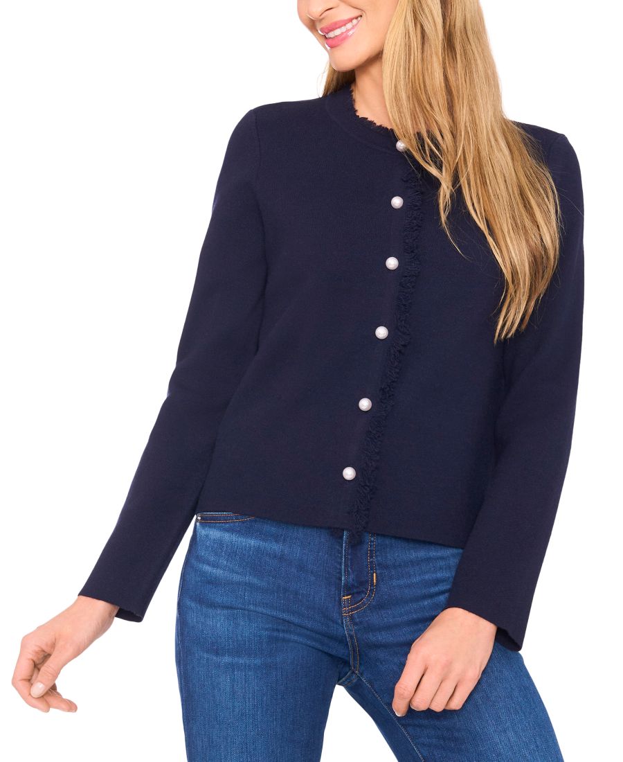 Женский кардиган с бахромой и длинными рукавами CeCe, Classic Navy
Женский кардиган с бахромой и длинными рукавами CeCe, Classic Navy
