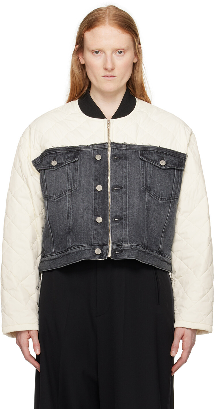 Бело-черный джинсовый бомбер со вставками Mm6 Maison Margiela
Бело-черный джинсовый бомбер со вставками Mm6 Maison Margiela