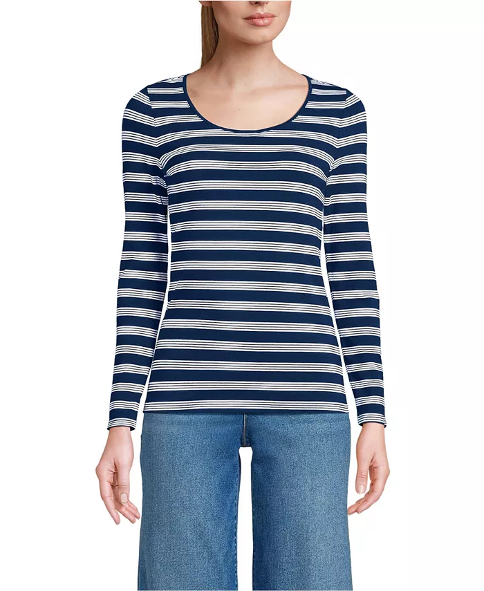 Женская легкая футболка из джерси с длинным рукавом и глубоким вырезом Lands' End, синий
Женская легкая футболка из джерси с длинным рукавом и глубоким вырезом Lands' End, синий