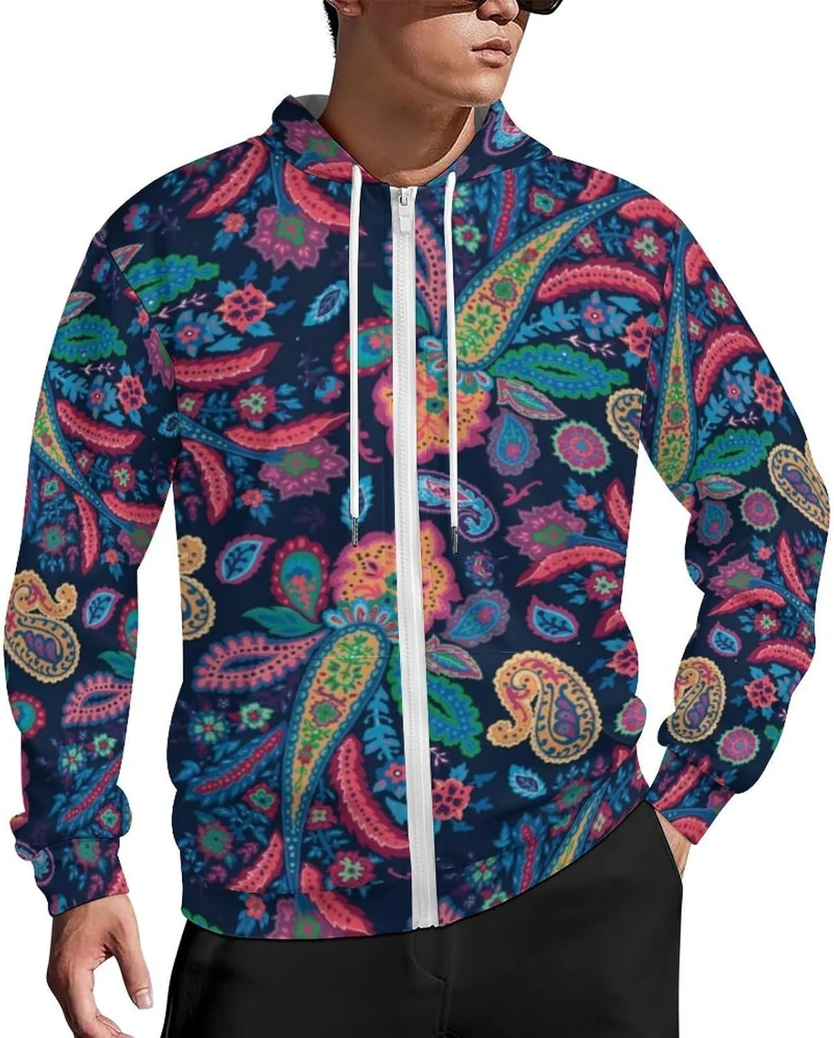 Пайсли разноцветный худи с капюшоном и молнией
Пайсли разноцветный худи с капюшоном и молнией