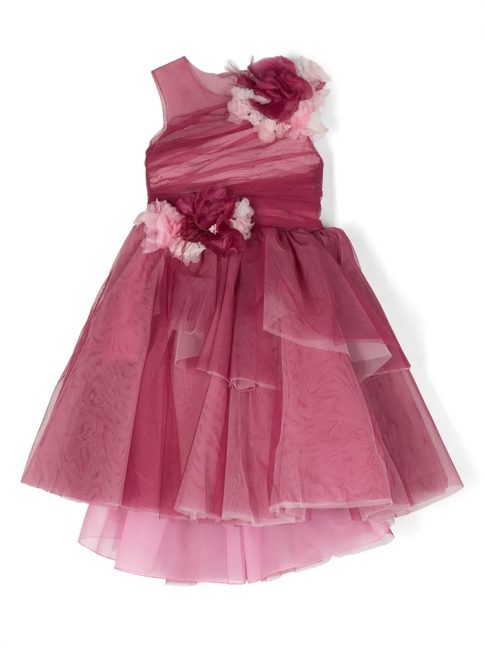 Шелковое платье с цветочной аппликацией MARCHESA KIDS COUTURE, розовый