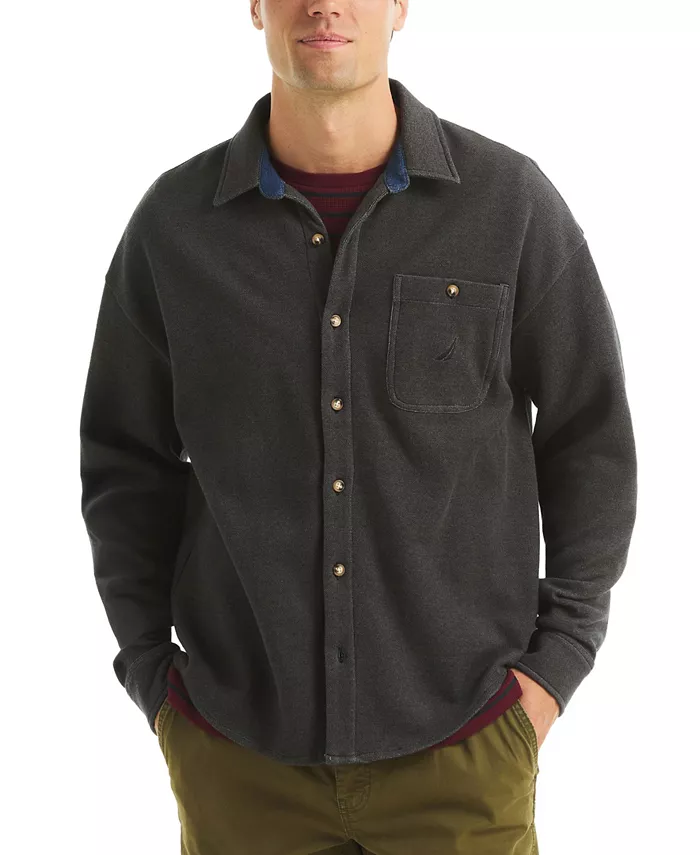 Мужская рубашка пике с длинными рукавами и двойной вязкой Nautica, черный
Мужская рубашка пике с длинными рукавами и двойной вязкой Nautica, черный