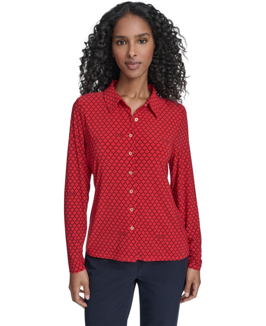 Женская блузка с длинными рукавами и застежкой на пуговицы в виде клевера Tommy Hilfiger, Scarlet/ Midnight
Женская блузка с длинными рукавами и застежкой на пуговицы в виде клевера Tommy Hilfiger, Scarlet/ Midnight