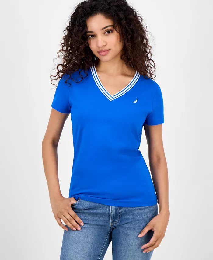 Женский однотонный джемпер с V-образным вырезом и полосками Nautica Jeans, синий
Женский однотонный джемпер с V-образным вырезом и полосками Nautica Jeans, синий