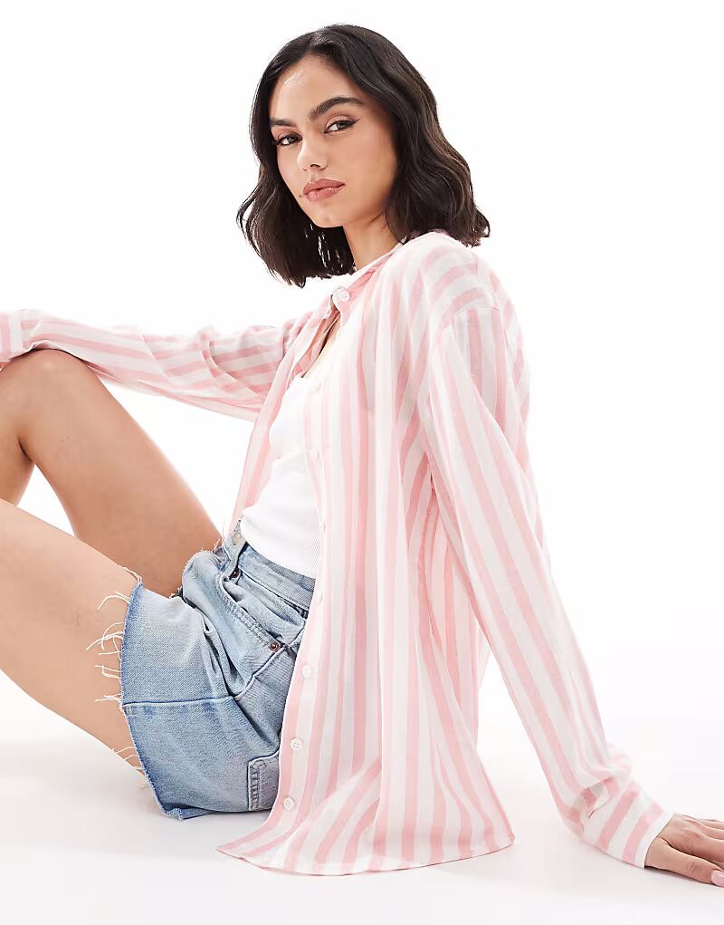 Рубашка из льняного смесового материала в розовую полоску Asos Design
Рубашка из льняного смесового материала в розовую полоску Asos Design