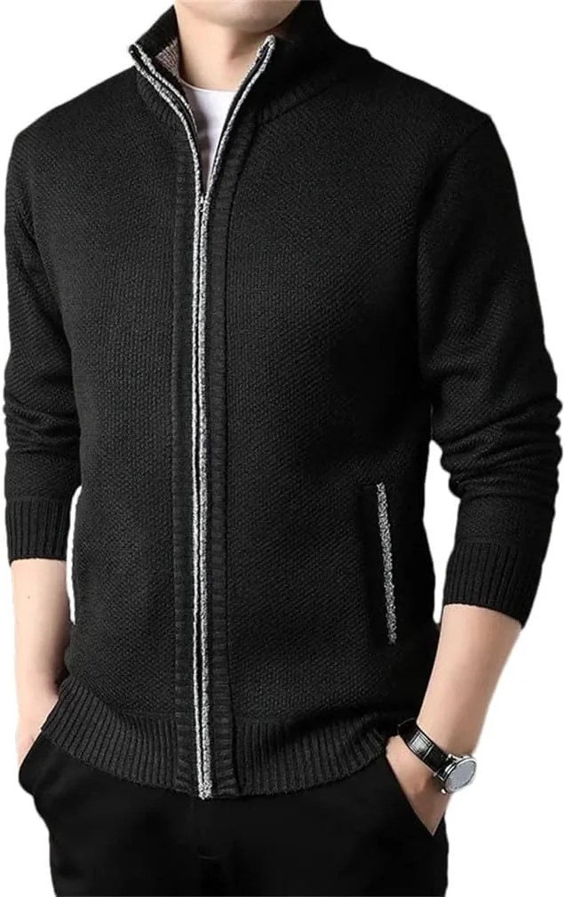 Мужской кардиган с воротником стойкой, вязаный, утепленный, slim fit
Мужской кардиган с воротником стойкой, вязаный, утепленный, slim fit