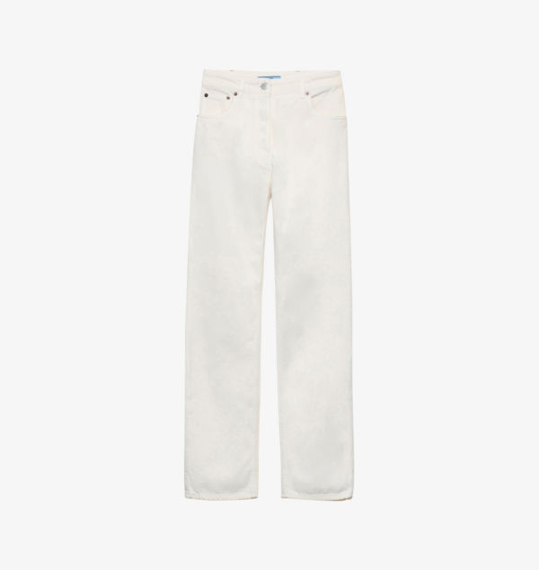 Пятикарманные джинсы прямого кроя с высокой посадкой Prada, белый
Пятикарманные джинсы прямого кроя с высокой посадкой Prada, белый