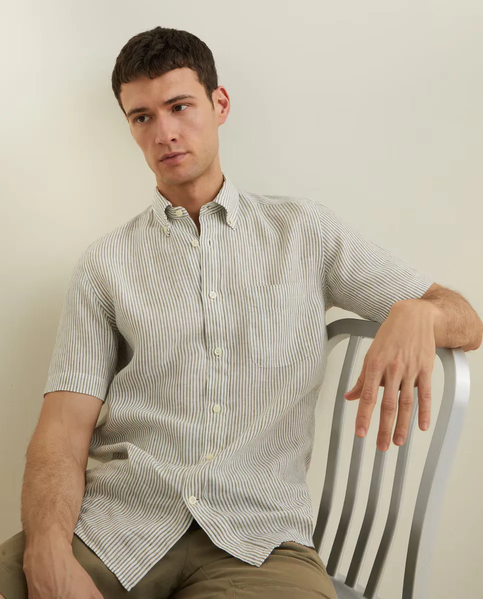 Рубашка с короткими рукавами из 100% льна Emidio Tucci, цвет Kaki
Рубашка с короткими рукавами из 100% льна Emidio Tucci, цвет Kaki