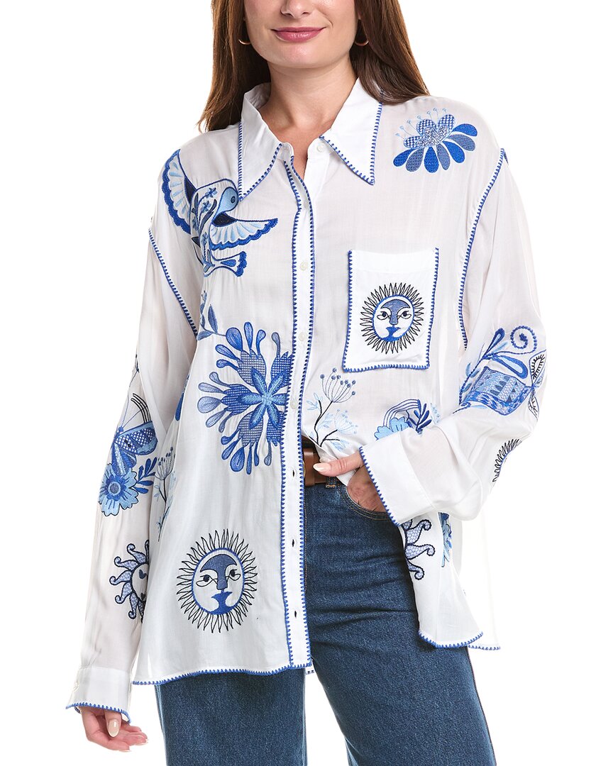 Джонни Вас Плюс Карманная Свободная Рубашка Johnny Was, синий 
Джонни Вас Плюс Карманная Свободная Рубашка Johnny Was, синий