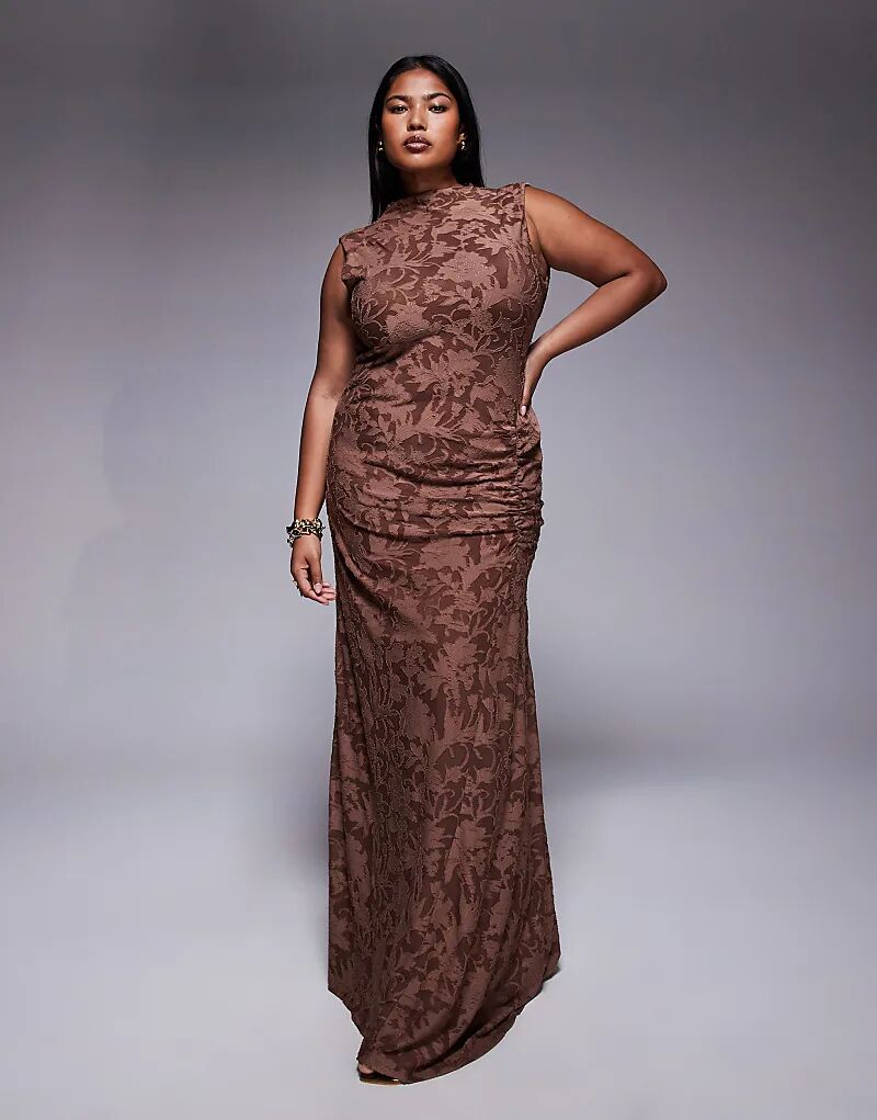 Платье макси ASOS DESIGN Curve без рукавов с высоким воротом и сборками на юбке шоколадного цвета Asos Curve 
Платье макси ASOS DESIGN Curve без рукавов с высоким воротом и сборками на юбке шоколадного цвета Asos Curve
