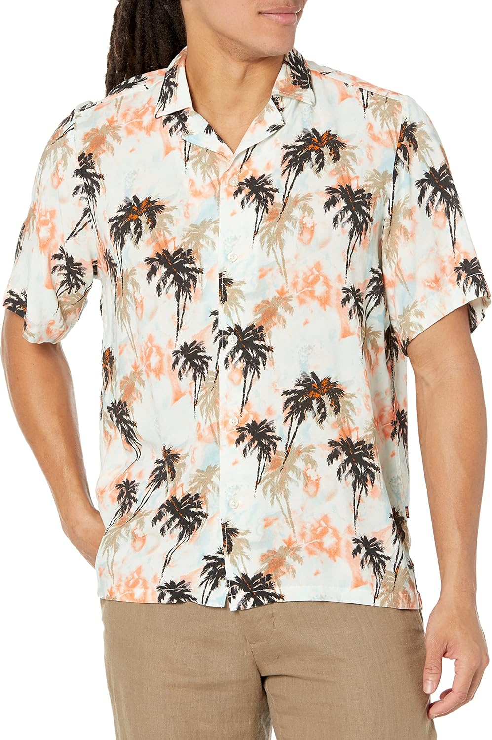BOSS Мужская тропическая рубашка с принтом пальм на коротком рукаве, Tropical Palm/Pacific Teal
BOSS Мужская тропическая рубашка с принтом пальм на коротком рукаве, Tropical Palm/Pacific Teal