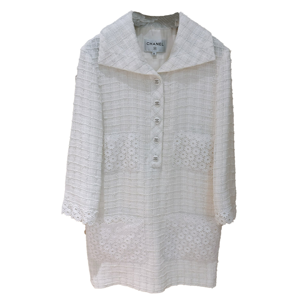 Длинное платье с длинными рукавами женское белое CHANEL 
Длинное платье с длинными рукавами женское белое CHANEL