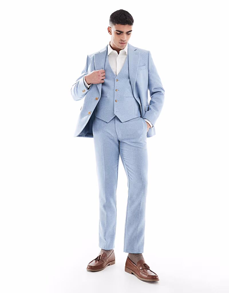 Узкие брюки из шерстяной смеси синего цвета Asos Design
Узкие брюки из шерстяной смеси синего цвета Asos Design