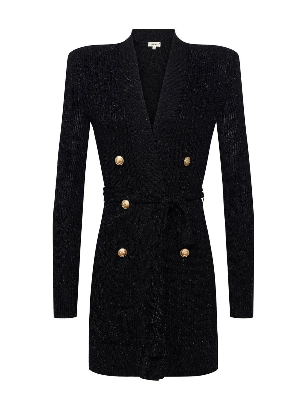 Кардиган с поясом и эффектом металлик L'Agence, черный
Кардиган с поясом и эффектом металлик L'Agence, черный