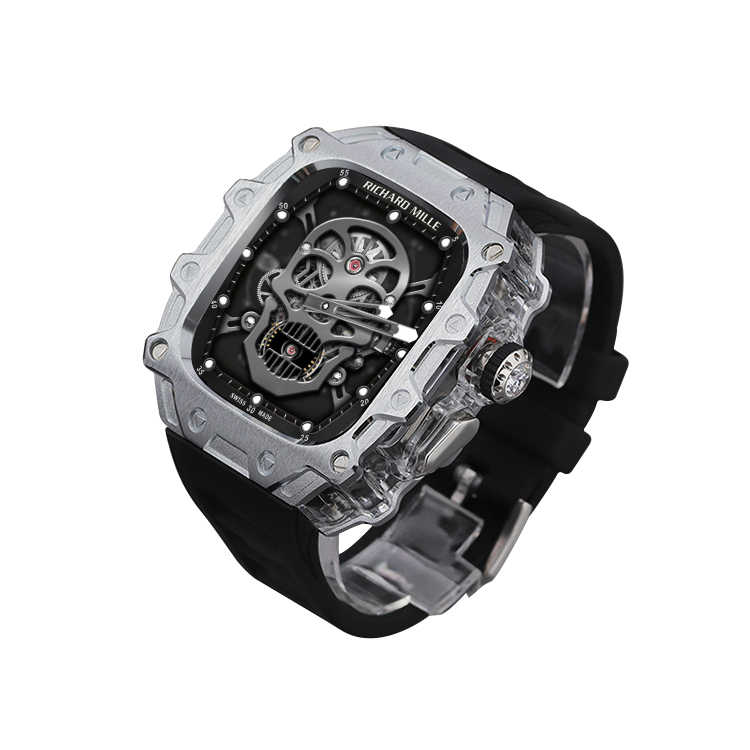 Akkerds Часы Apple Alloy Case Material Ultra2/1 Generation, Silver case, transparent middle frame, black fluoroelastomer single-hand buckle strap 
Akkerds Часы Apple Alloy Case Material Ultra2/1 Generation, Silver case, transparent middle frame, black fluoroelastomer single-hand buckle strap