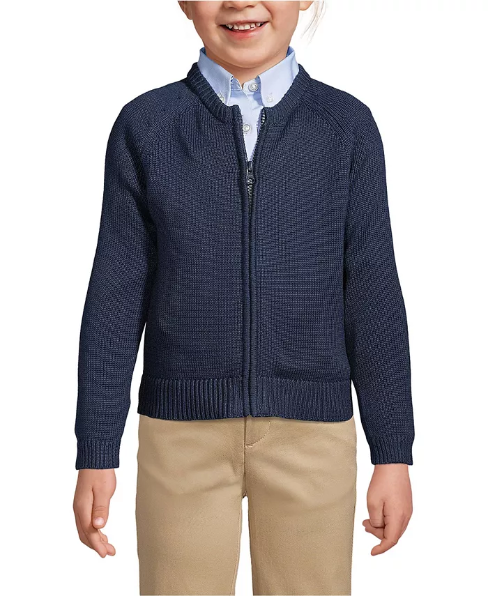 Школьная форма для девочек, хлопковый модал, кардиган с застежкой-молнией спереди Lands' End, синий
Школьная форма для девочек, хлопковый модал, кардиган с застежкой-молнией спереди Lands' End, синий