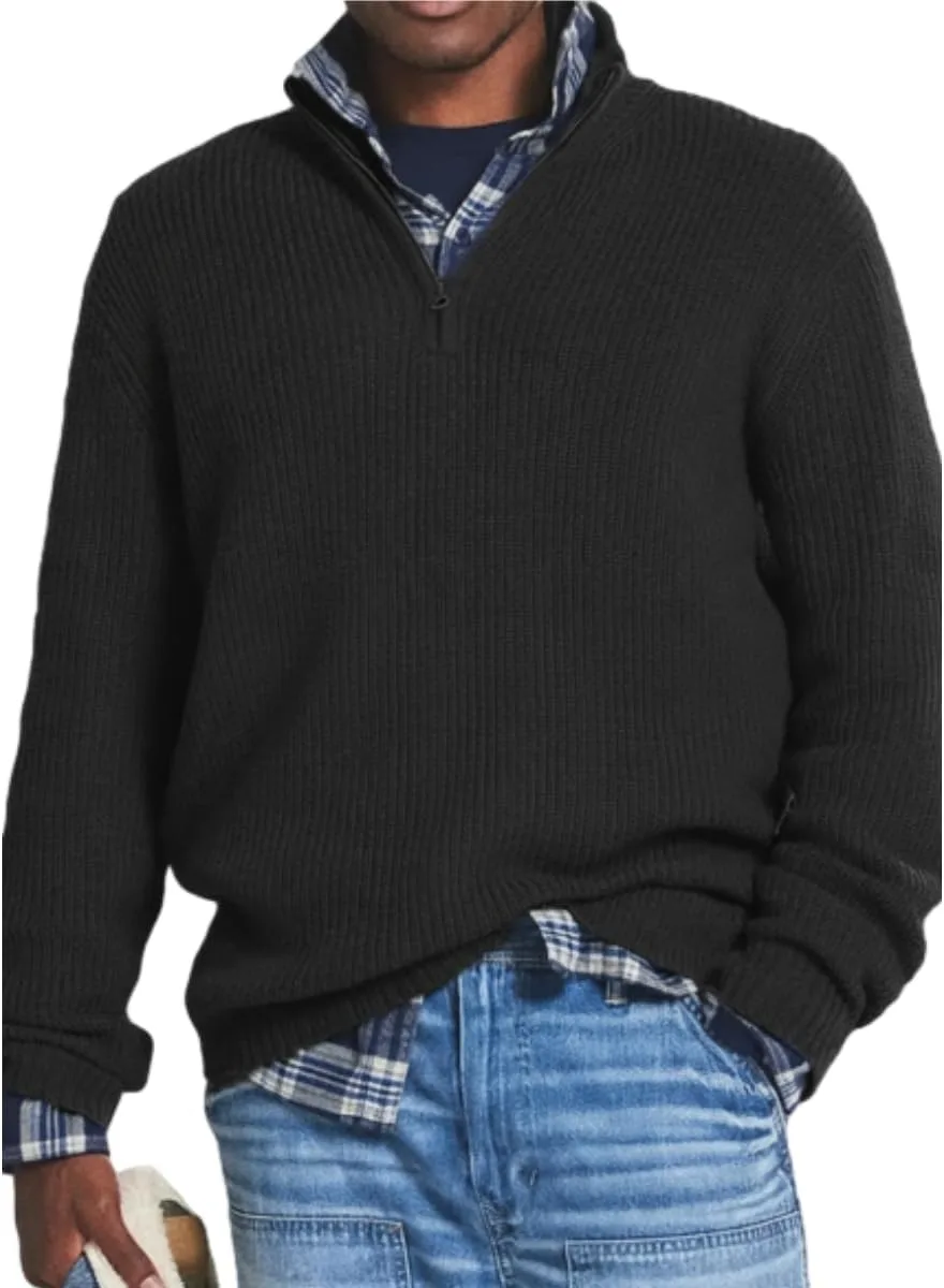 Мужской свитер с высоким воротником и молнией на четверть — утепленная вязка OSCORP
Мужской свитер с высоким воротником и молнией на четверть — утепленная вязка OSCORP