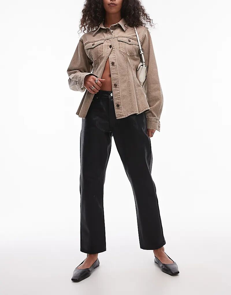 Укороченные прямые джинсы средней посадки с покрытием черного цвета Topshop
Укороченные прямые джинсы средней посадки с покрытием черного цвета Topshop