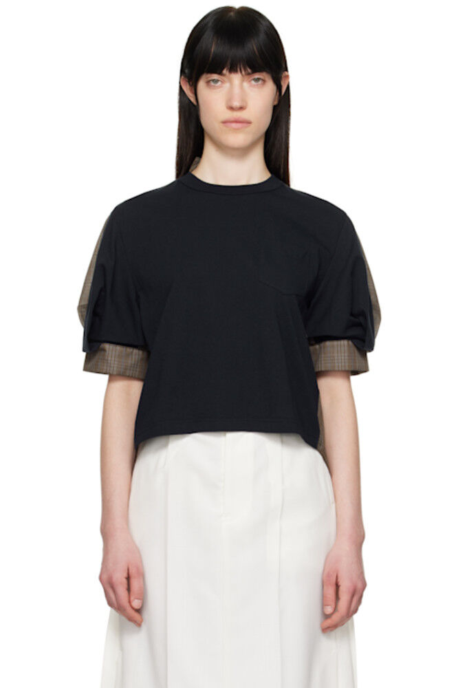 Футболка из темно-синего и коричневого джерси из органзы и хлопка sacai
Футболка из темно-синего и коричневого джерси из органзы и хлопка sacai