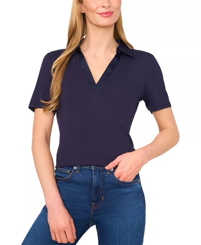 Женская поло с коротким рукавом и контрастной отделкой CeCe, синий
Женская поло с коротким рукавом и контрастной отделкой CeCe, синий