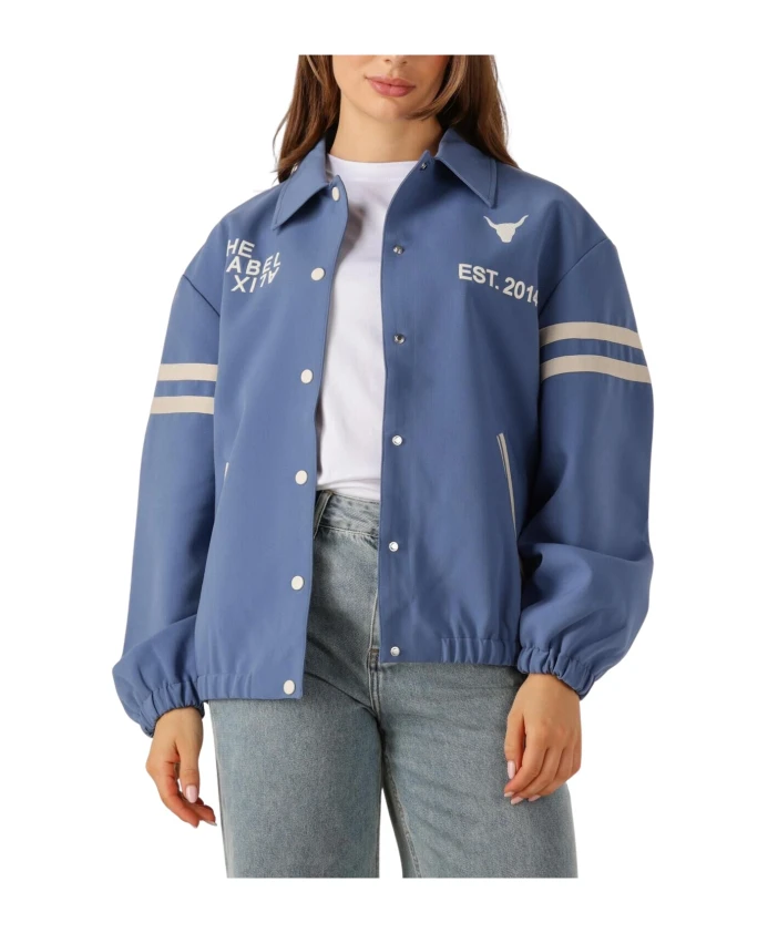 Светло-Голубая спортивная куртка-бомбер Alix The Label, синий
Светло-Голубая спортивная куртка-бомбер Alix The Label, синий