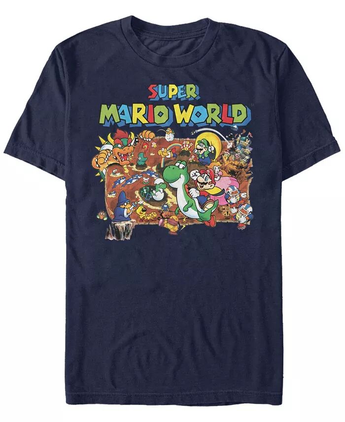 Футболка с коротким рукавом Nintendo Men's Super Mario World Map Fifth Sun, синий
Футболка с коротким рукавом Nintendo Men's Super Mario World Map Fifth Sun, синий