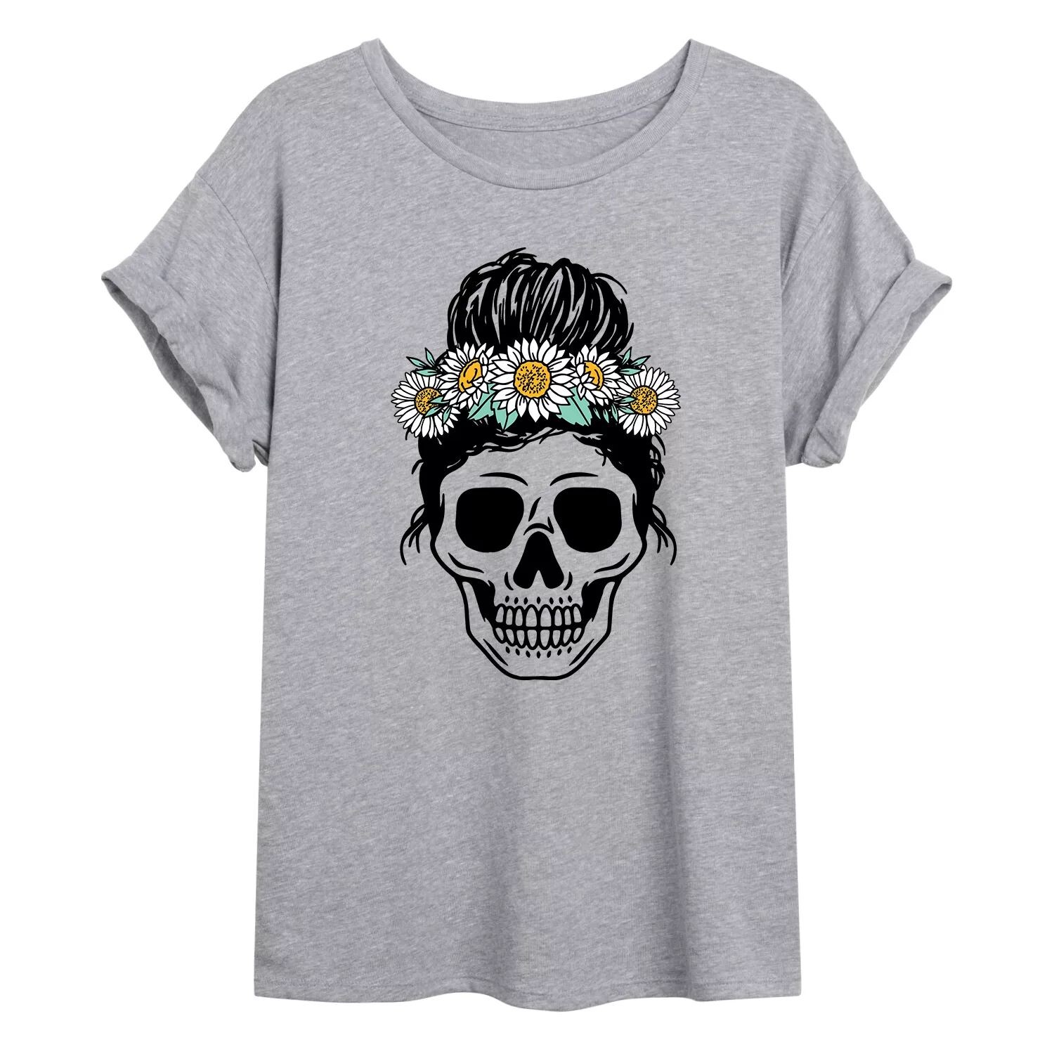 Детская большая футболка с рисунком черепа и цветочной короны Licensed Character
Детская большая футболка с рисунком черепа и цветочной короны Licensed Character