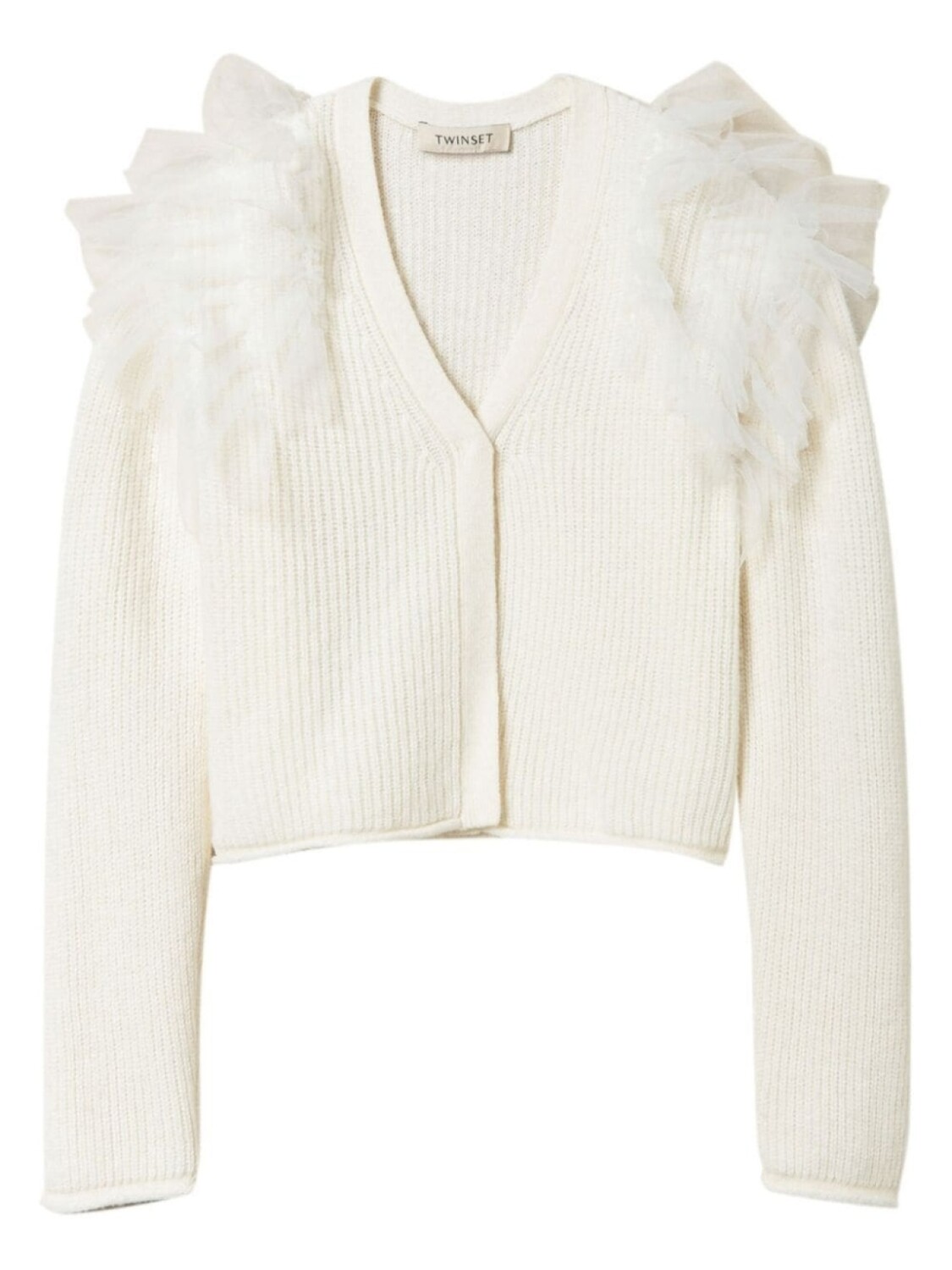 TWINSET Kids кардиган с тюлем, белый 
TWINSET Kids кардиган с тюлем, белый