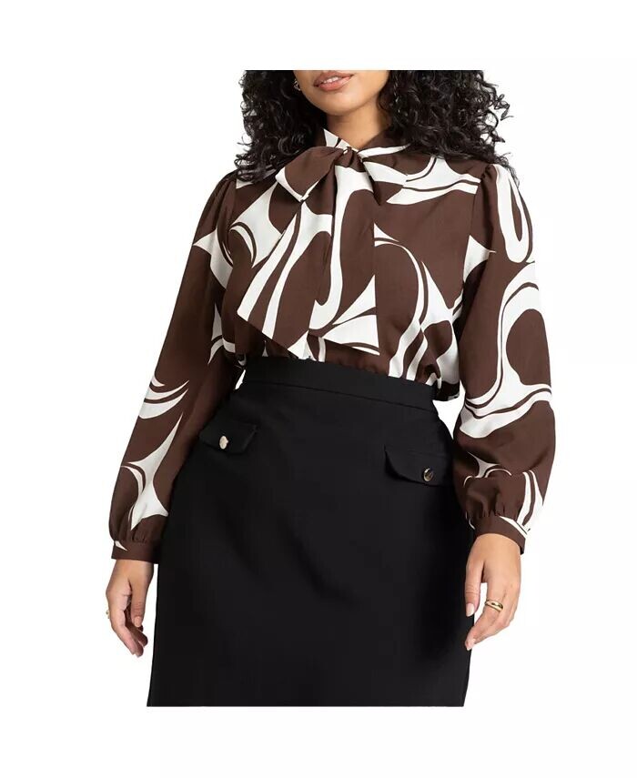 Блуза больших размеров с принтом и завязывающимся воротником ELOQUII, бежевый
Блуза больших размеров с принтом и завязывающимся воротником ELOQUII, бежевый