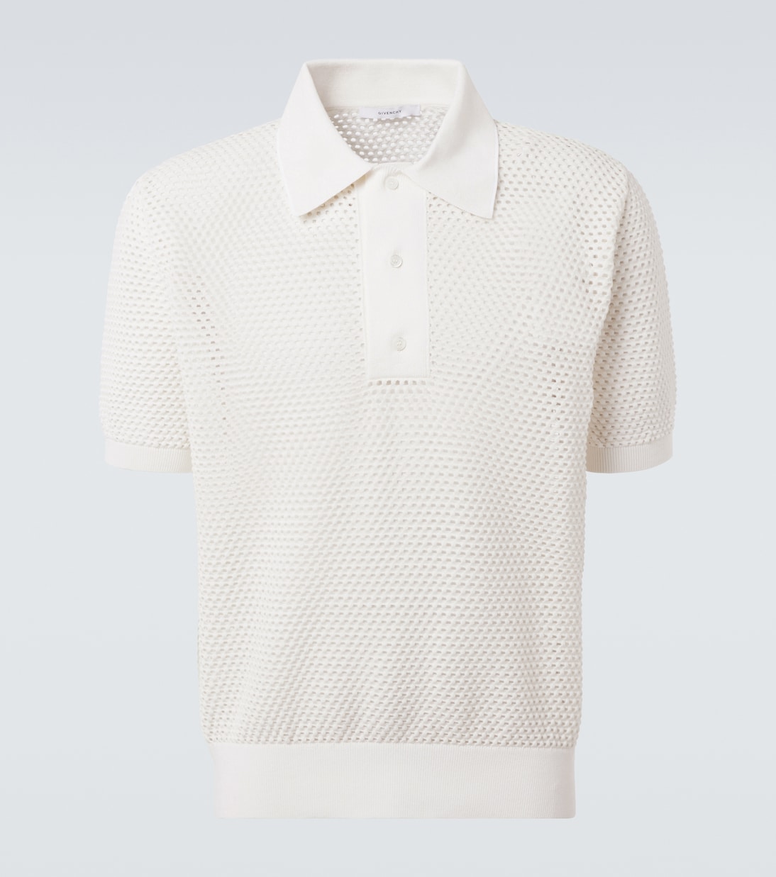 Поло из хлопковой смеси с открытой вязкой Givenchy, экрю 
Поло из хлопковой смеси с открытой вязкой Givenchy, экрю