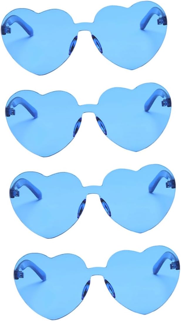 4 пары синих солнцезащитных очков в форме сердца без оправы для женщин и мужчин, очки в мягкой оправе, идеально подходящие для пляжа, путешествий и в качестве аксессуара ко Дню святого Валентина OKUMEYR, Blue
4 пары синих солнцезащитных очков в форме сердца без оправы для женщин и мужчин, очки в мягкой оправе, идеально подходящие для пляжа, путешествий и в качестве аксессуара ко Дню святого Валентина OKUMEYR, Blue