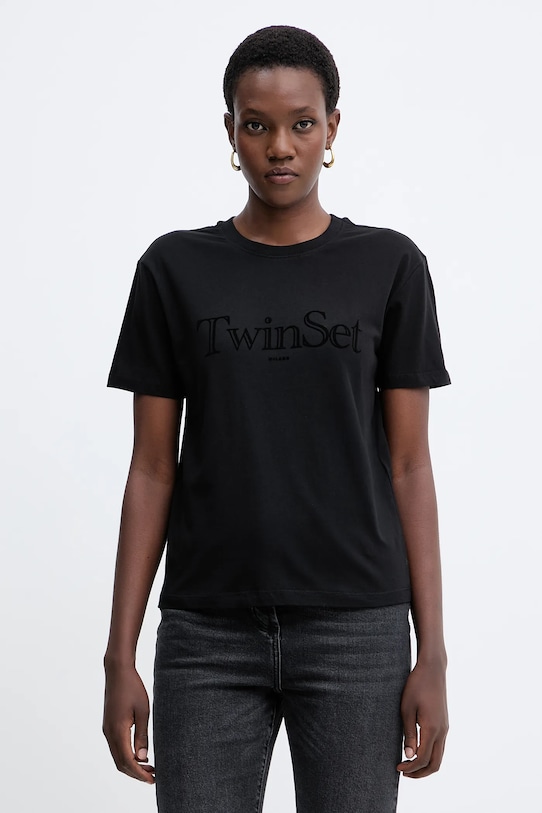 Хлопковая футболка Twinset, черный
Хлопковая футболка Twinset, черный