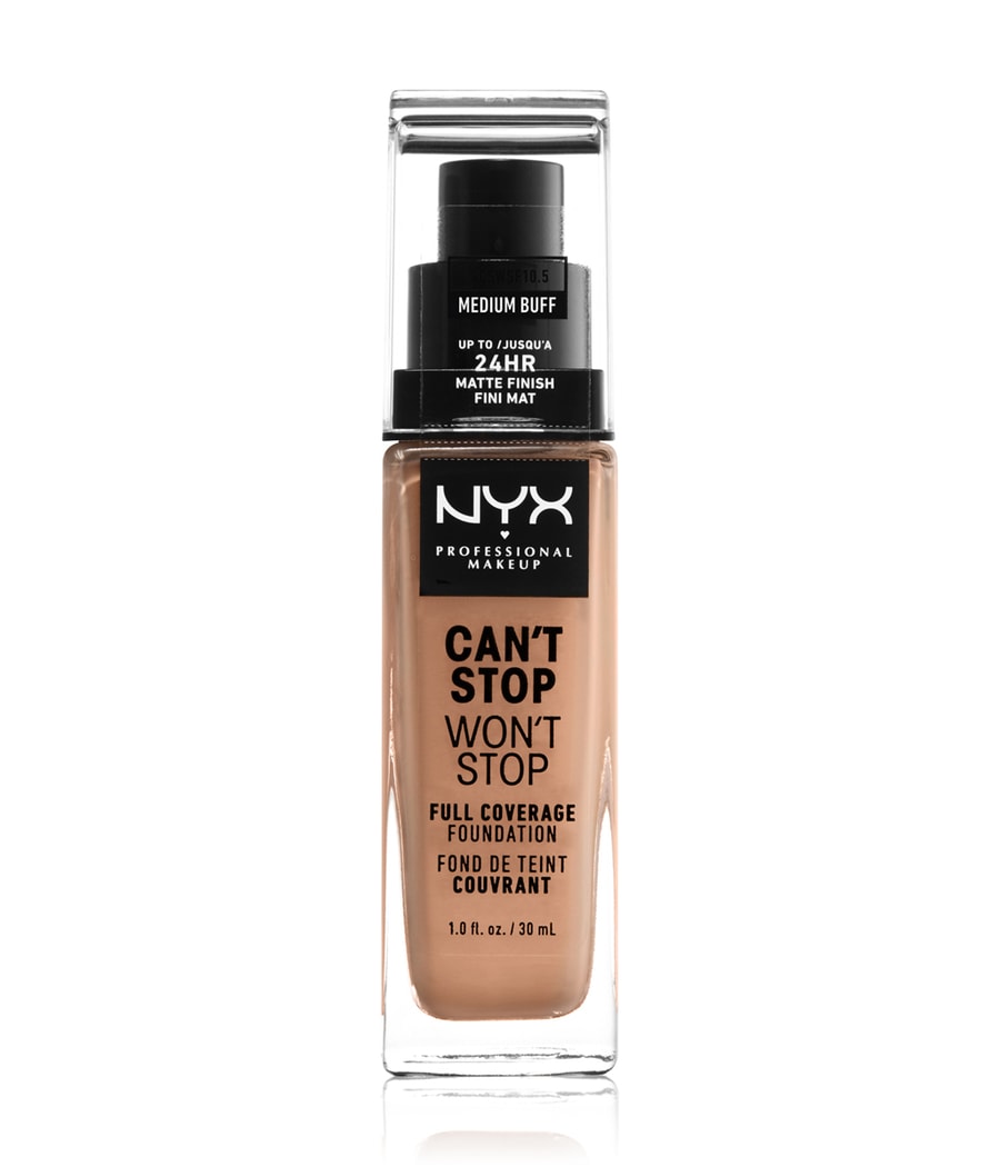 Жидкая основа NYX Professional Makeup Can't Stop Won't Stop 24-Hour Foundation, Nr. 10.5 - Medium Buff, 30 ml
Жидкая основа NYX Professional Makeup Can't Stop Won't Stop 24-Hour Foundation, Nr. 10.5 - Medium Buff, 30 ml