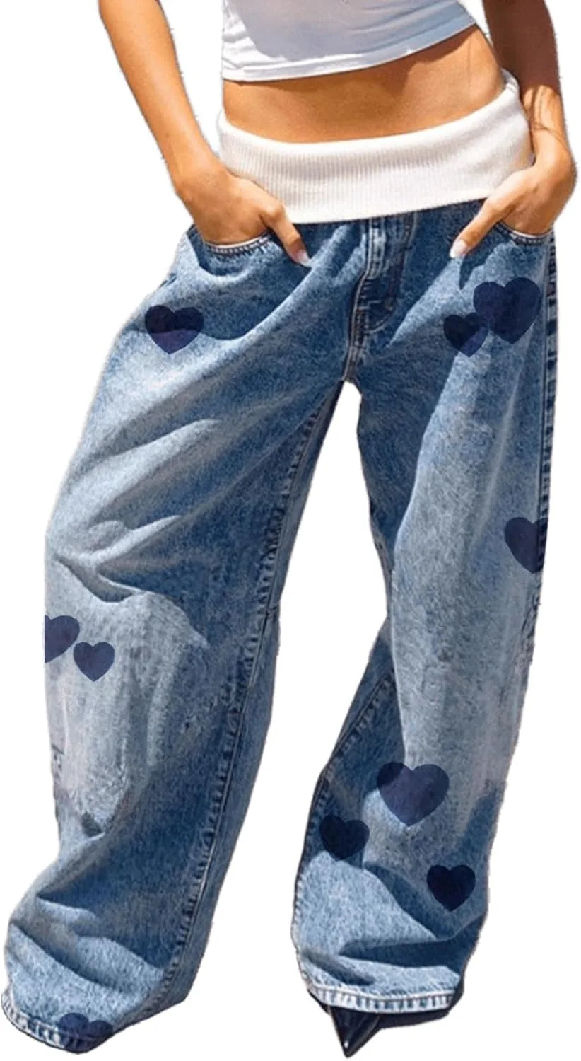 Женские джинсы с низкой посадкой и прямым кроем, с принтом в виде сердечек и вязаным поясом Zivovota
Женские джинсы с низкой посадкой и прямым кроем, с принтом в виде сердечек и вязаным поясом Zivovota