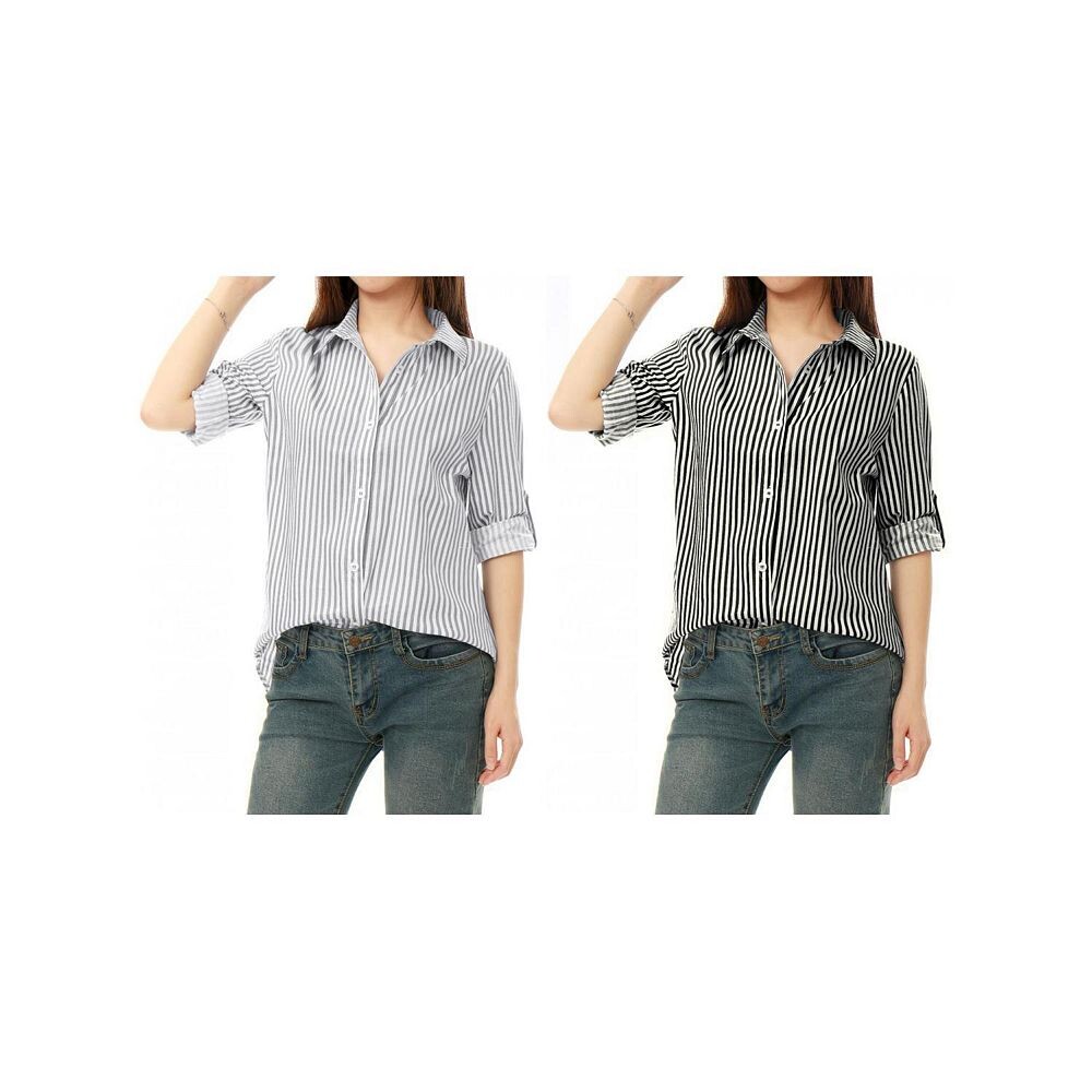 2 упаковки женских рубашек с отворотами и длинными рукавами на пуговицах и воротником с лацканами ALLEGRA K, цвет Black Gray
2 упаковки женских рубашек с отворотами и длинными рукавами на пуговицах и воротником с лацканами ALLEGRA K, цвет Black Gray