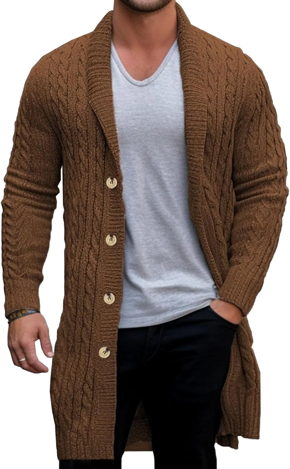 Мужской кардиган с кабельным узором и воротником-шалью JEKE-DG
Мужской кардиган с кабельным узором и воротником-шалью JEKE-DG