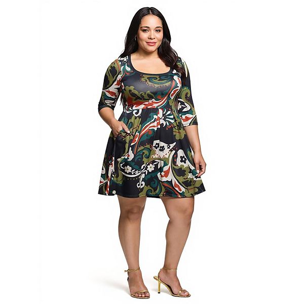 Платье Plus size с рукавом три четверти 24Seven Comfort Apparel, Green Multi
Платье Plus size с рукавом три четверти 24Seven Comfort Apparel, Green Multi