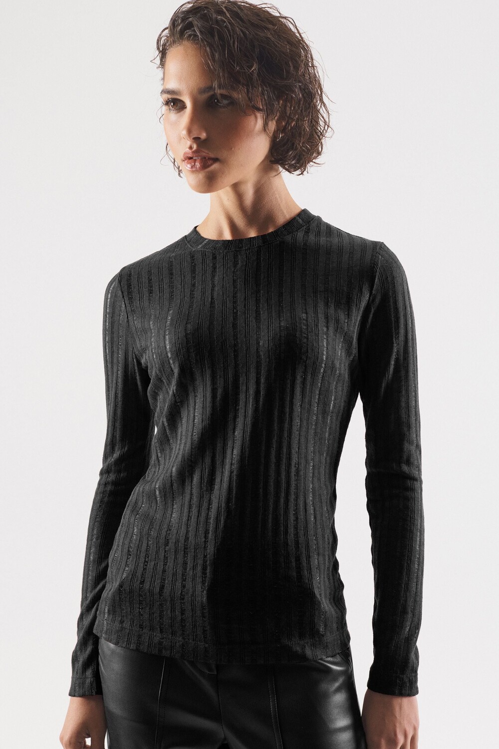 Топ с длинными рукавами круглым вырезом и отделкой лесенкой Next, черный
Топ с длинными рукавами круглым вырезом и отделкой лесенкой Next, черный