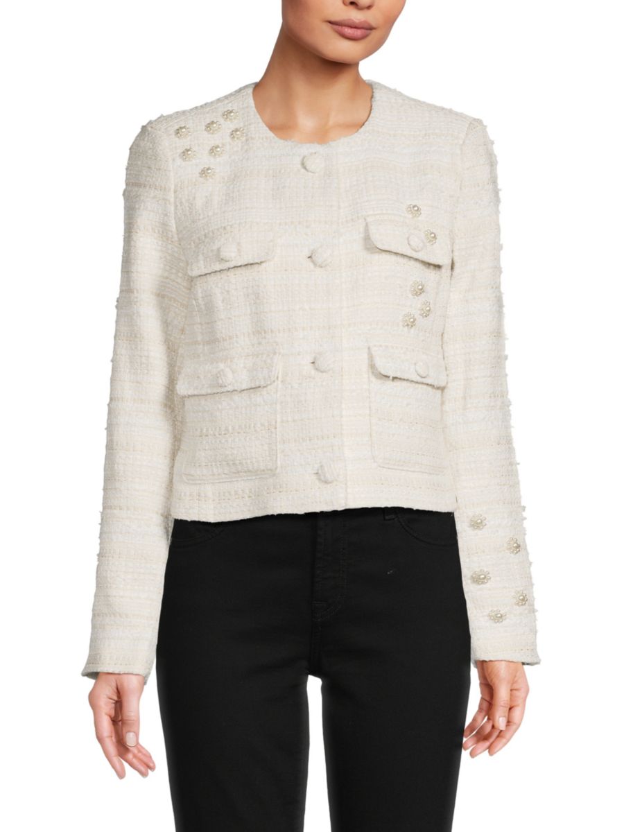Твидовый пиджак, расшитый жемчугом Karl Lagerfeld Paris, мягкий белый
Твидовый пиджак, расшитый жемчугом Karl Lagerfeld Paris, мягкий белый