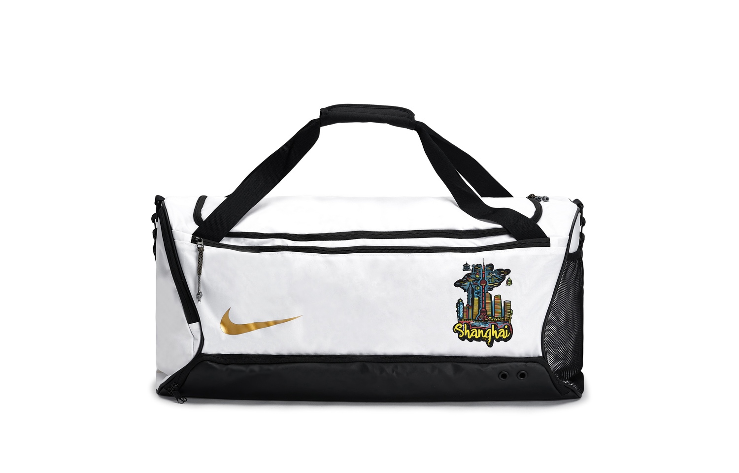 Nike Тканевая дорожная сумка спортивная сумка для трубы унисекс черная белая, Shanghai Journey
Nike Тканевая дорожная сумка спортивная сумка для трубы унисекс черная белая, Shanghai Journey